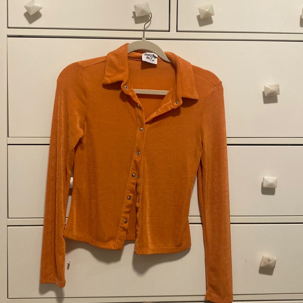 Princess Polly Orange button up shirt - Picture 1 of 3